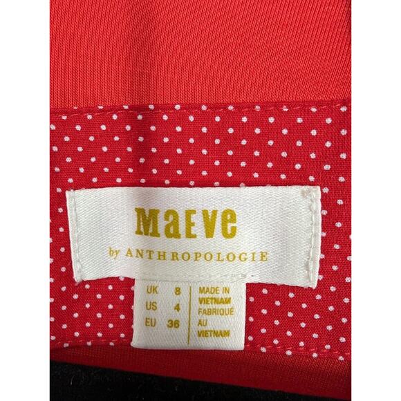Anthropologie Maeve SZ 4 Squareneck Maxi Dress Red Holiday Cocktail Faux Wrap - Picture 3 of 8